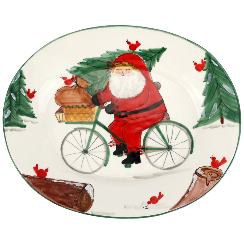 Old St. Nick Large Oval Platter w/ Bicycle