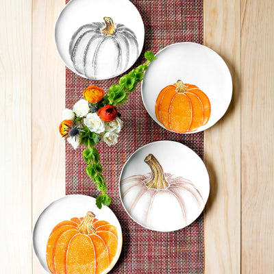 Pumpkins Salad Plate - White Medium Pumpkin