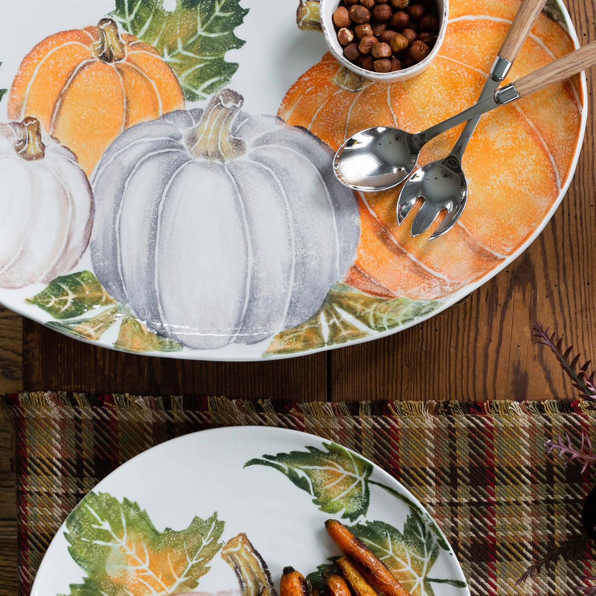 Pumpkins Large Oval Platter with Assorted Pumpkins