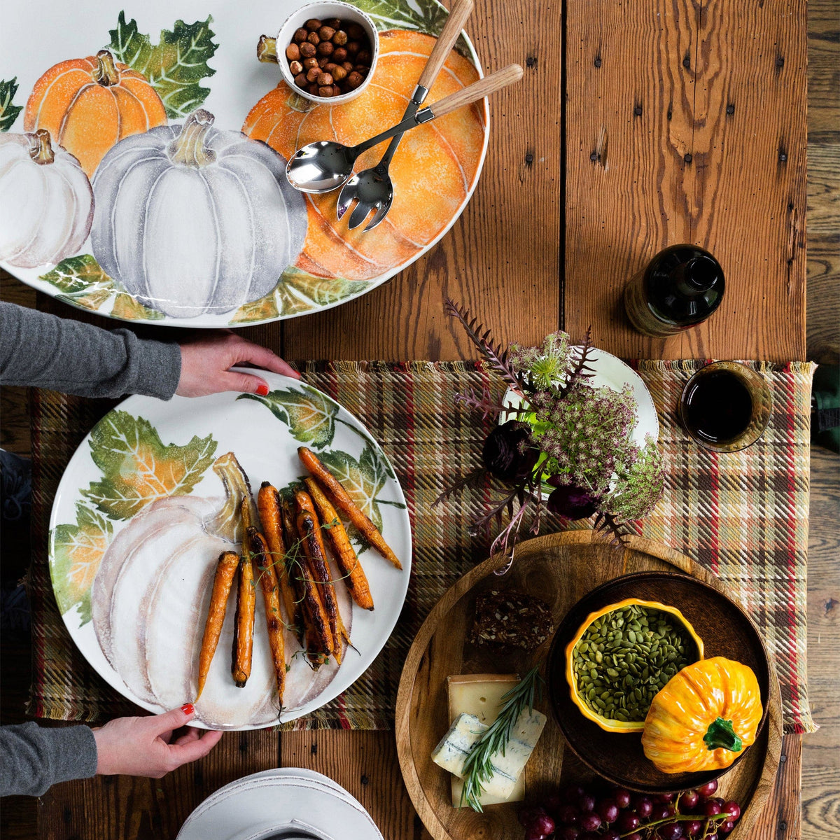 Pumpkins Large Oval Platter with Assorted Pumpkins