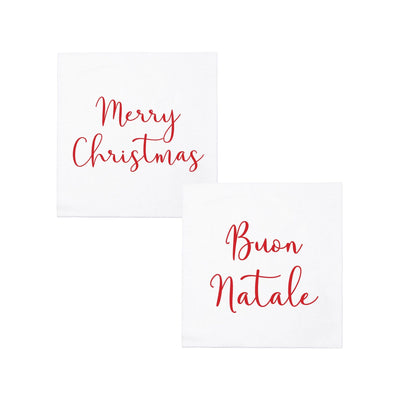 Papersoft Napkins Merry Christmas/Buon Natale Cocktail Napkins (Pack of 20) by VIETRI