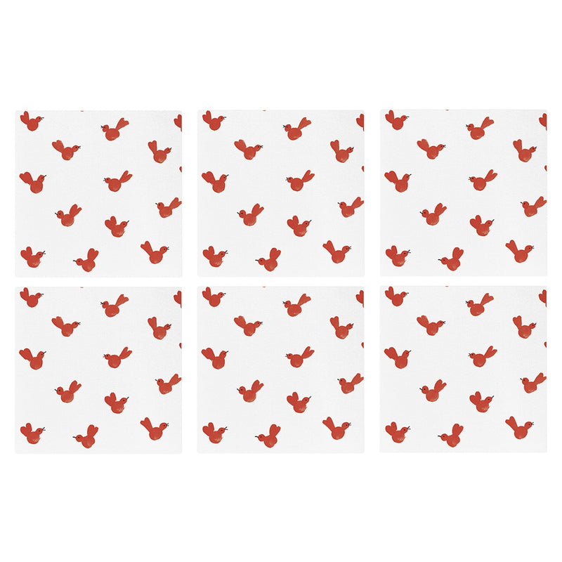 Papersoft Napkins Red Bird Cocktail Napkins (Pack of 20) - Set of 6
