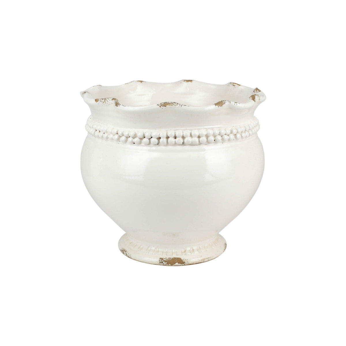 Rustic Garden Linen Dotted Round Planter