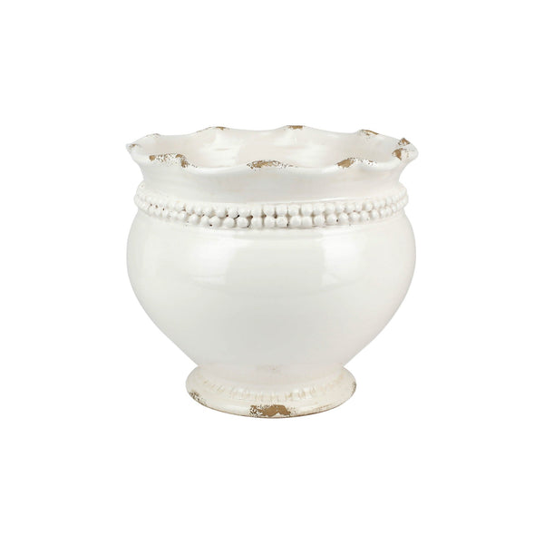 Rustic Garden Linen Dotted Round Planter