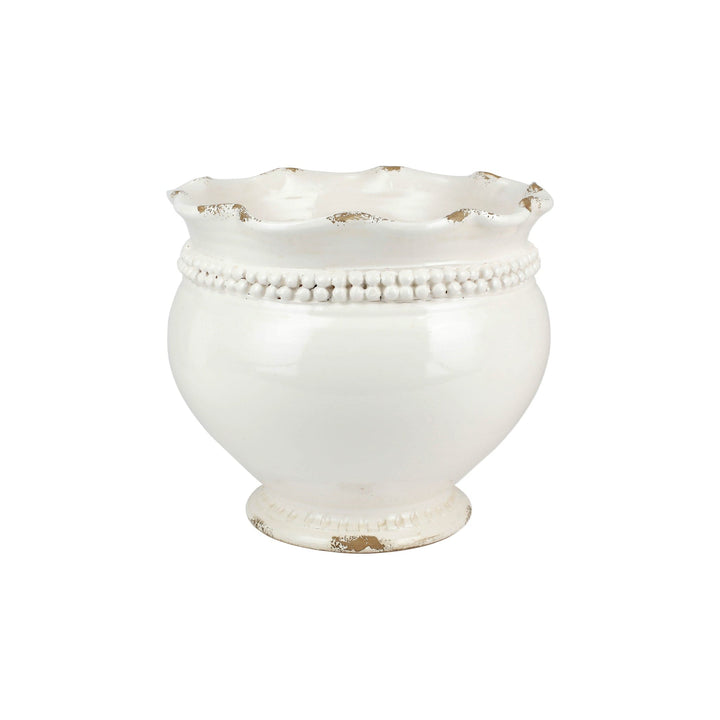 Rustic Garden Linen Dotted Round Planter