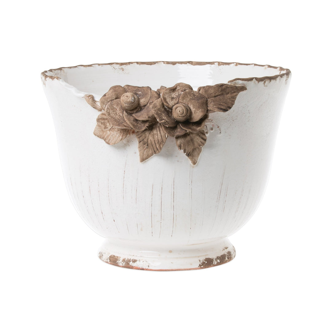 rustic pot planter Rustic Garden White Planter W/Flowers