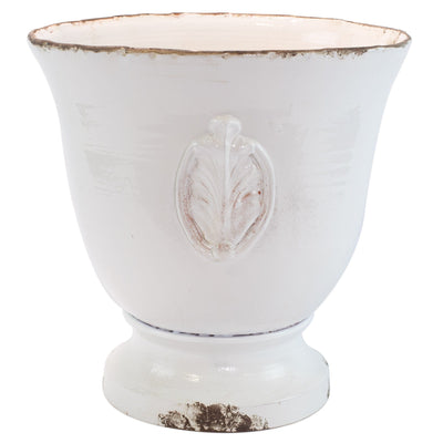 Rustic Garden White Large Footed Planter with Emblem by VIETRI