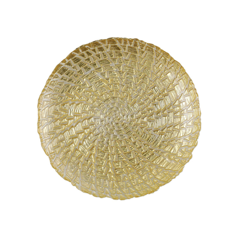 Rufolo Glass Gold Crocodile Salad Plate by VIETRI