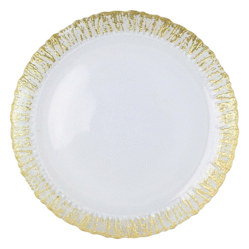 Rufolo Glass Gold Round Platter by VIETRI