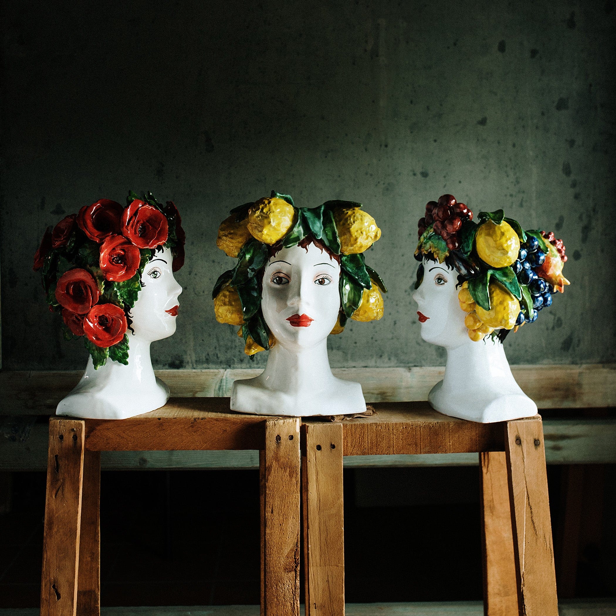 Vietri 花瓶 イタリア製 Sicilian Heads Assorted Fruit Head – VIETRI