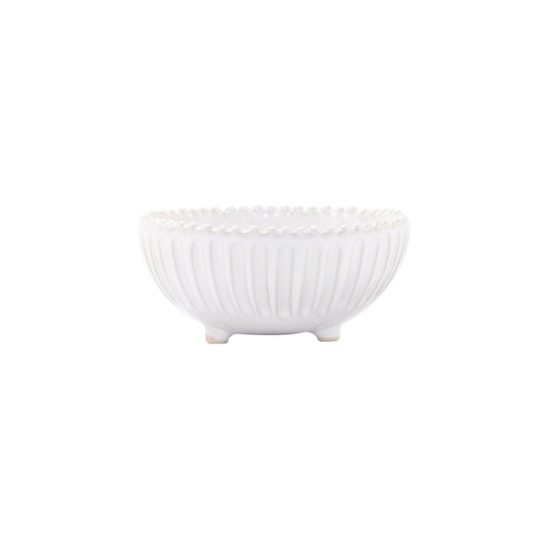 Incanto Stone White Stripe Footed Bowl by VIETRI