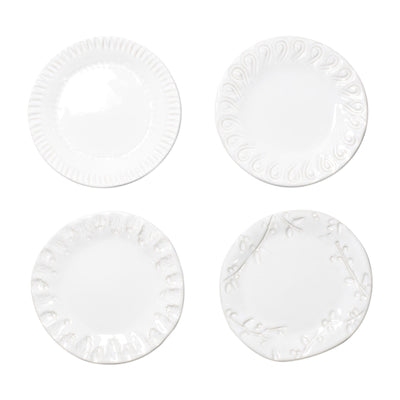 Incanto Stone White Assorted Canape Plates - Set of 4 by VIETRI
