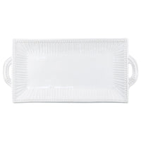 Incanto Stone White Stripe Rectangular Handled Platter by VIETRI