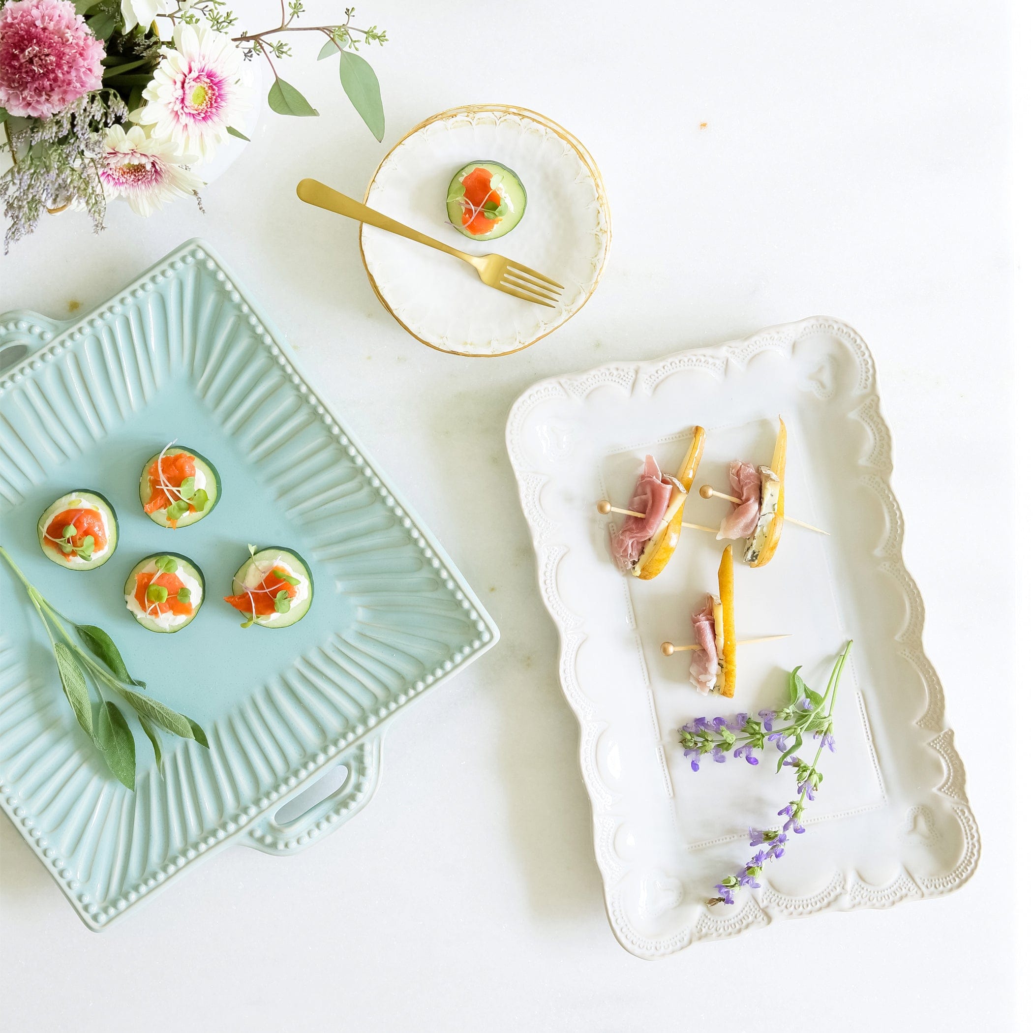 White Rectangular Stoneware Serving Platter | VIETRI