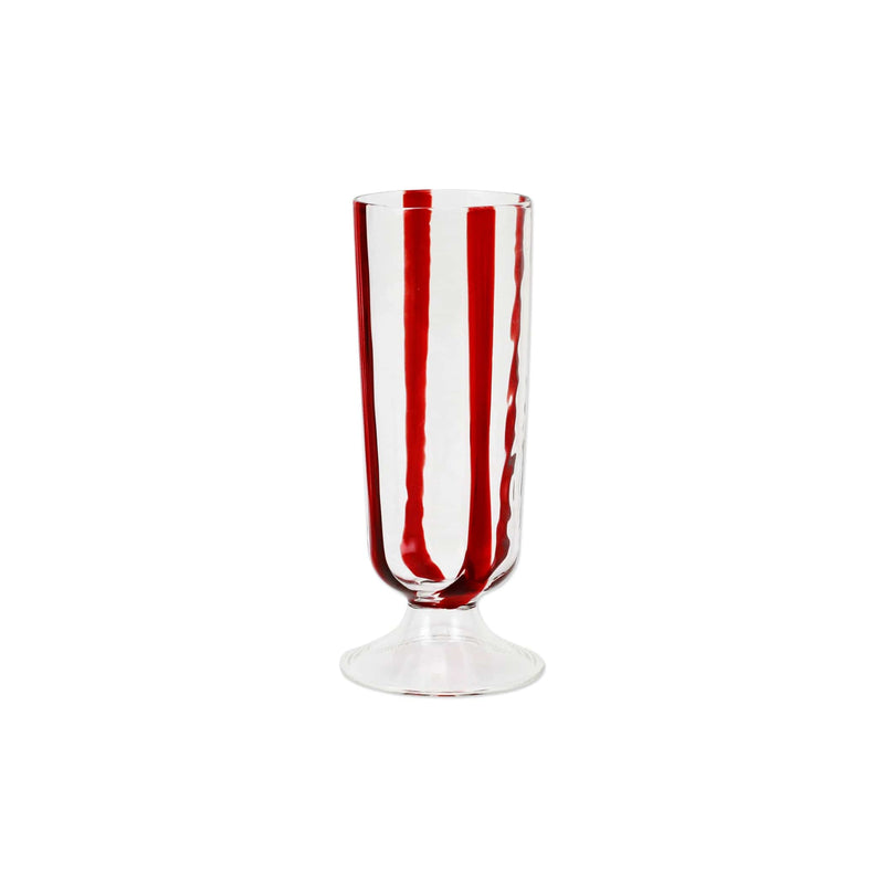 Stripe Red Champagne Glass