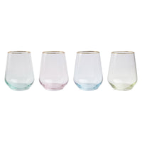 Rainbow Assorted Stemless Wine Glasses - Set of 4