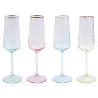 Rainbow Assorted Champagne Flutes - Set of 4