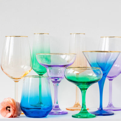 Rainbow Amber Wine Glass