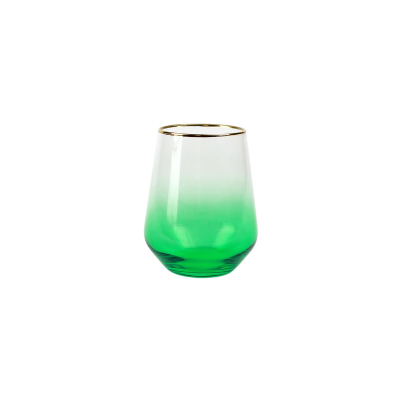 Rainbow Emerald Stemless Wine Glass
