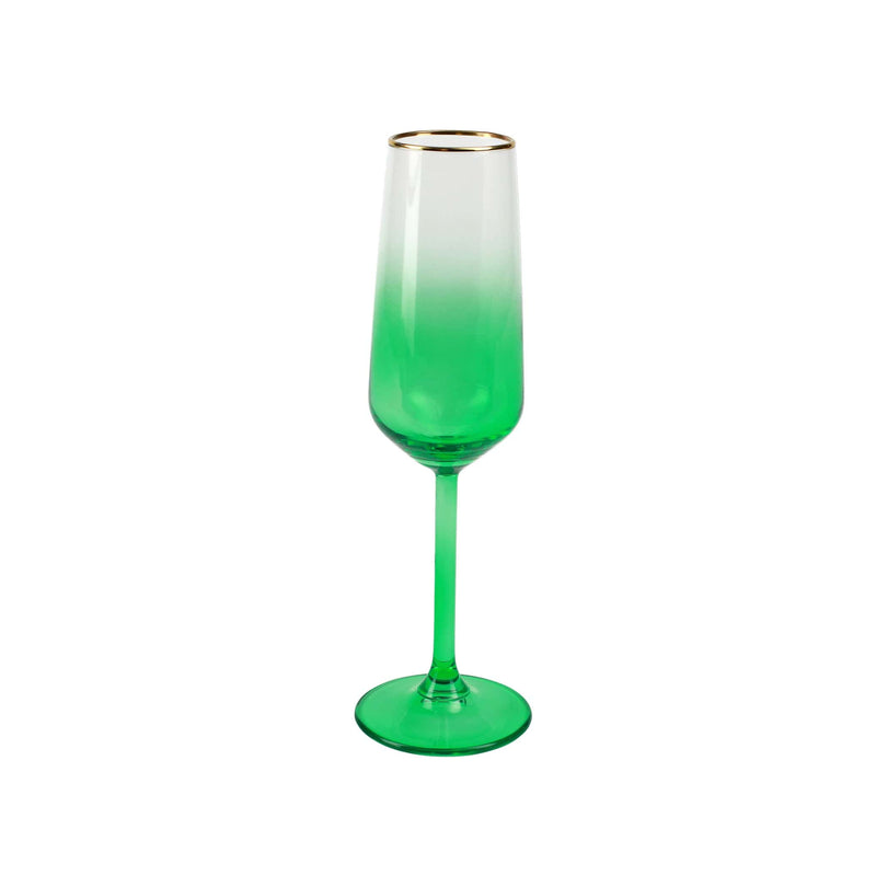 Rainbow Emerald Champagne Flute