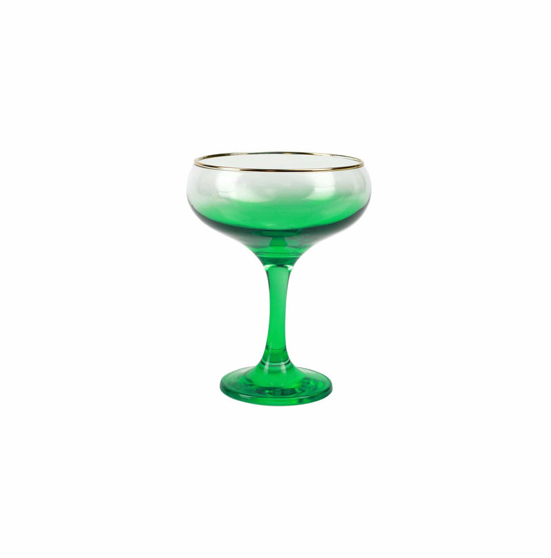 Rainbow Emerald Coupe Champagne Glass