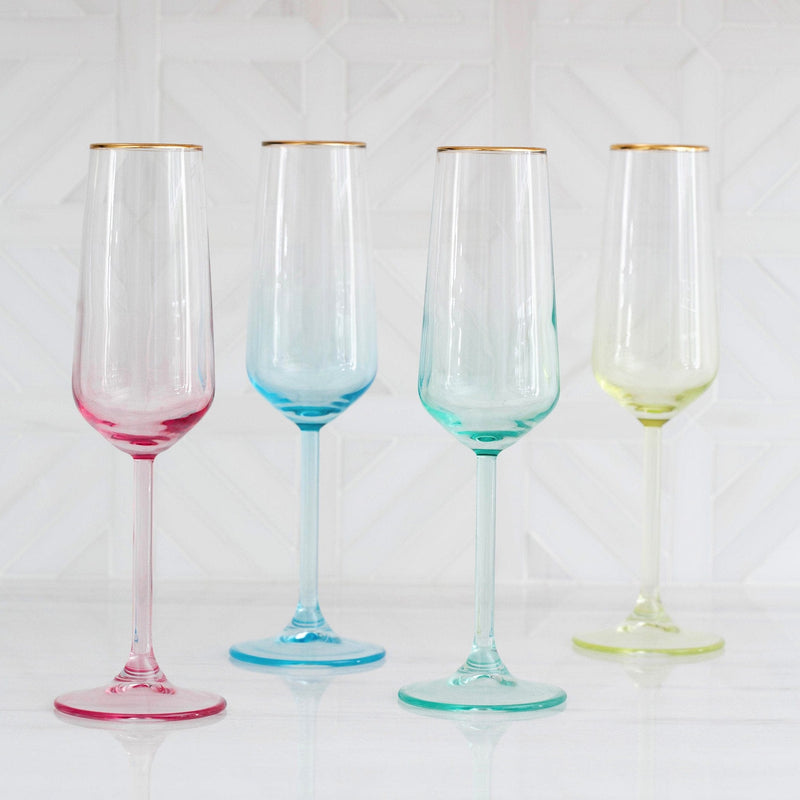 Vietri Rainbow Jewel Tone Assorted Champagne Flutes - Set of 4