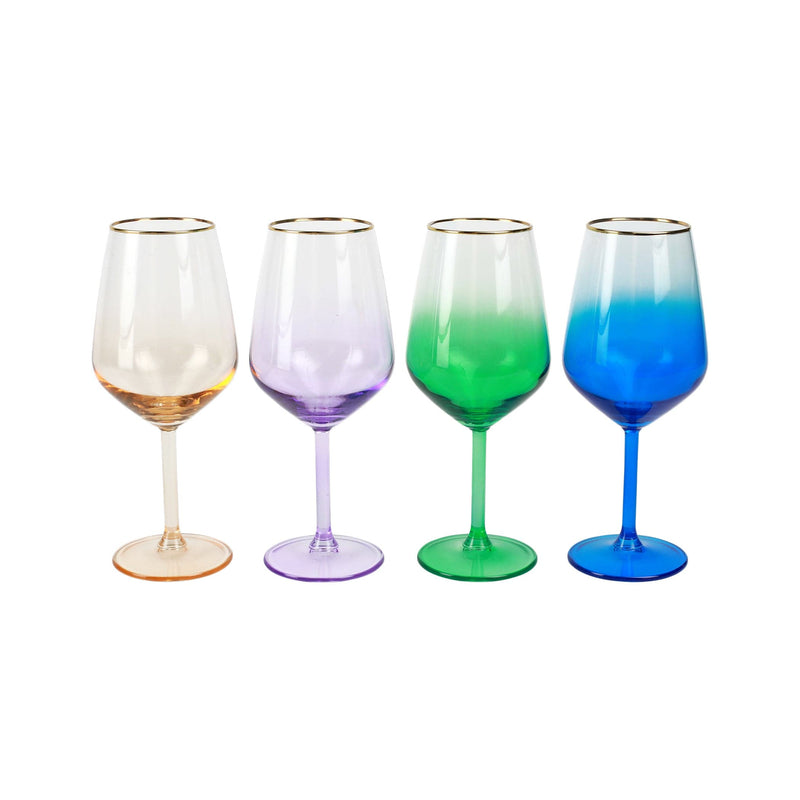 Rainbow Jewel Tone Assorted Wine Glasses - Set of 4