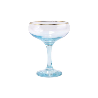 Rainbow Turquoise Coupe Champagne Glass by VIETRI