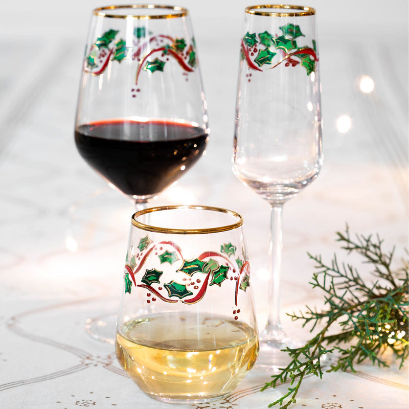 Holly Wine Glass