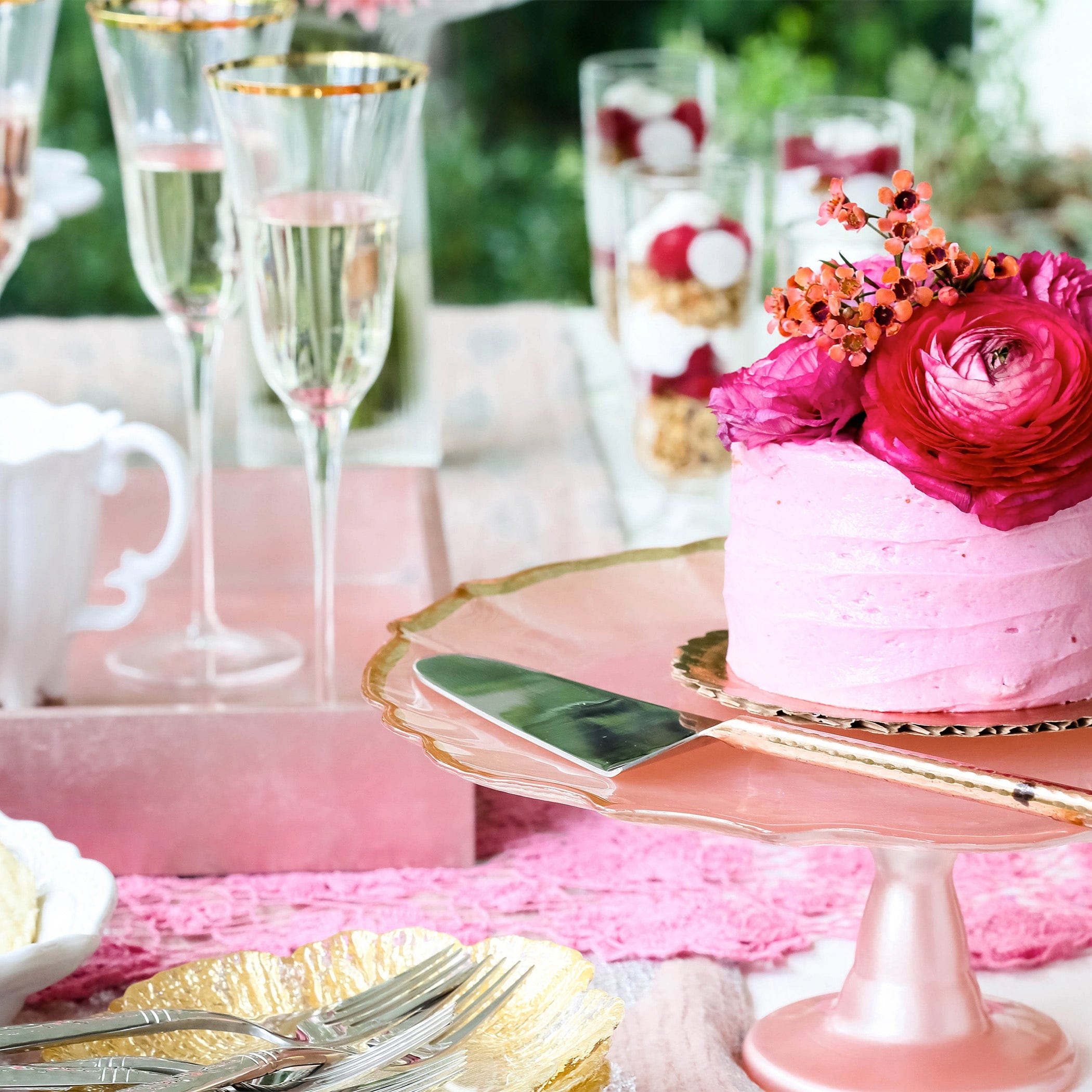 Baroque Pink Glass Cake Stand | Italian Cake Plate | VIETRI