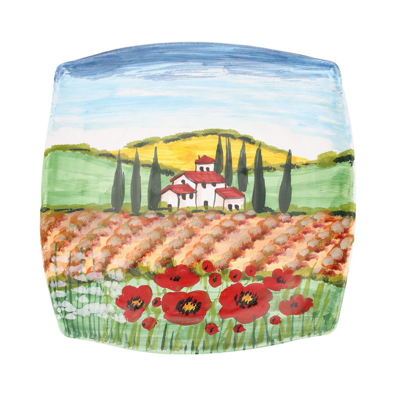 Wall Plates Villa with Poppies Square Wall Plate