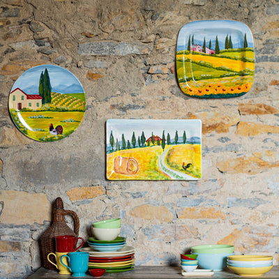 Wall Plates Villa with Sunflowers Rimmed Square Wall Plate