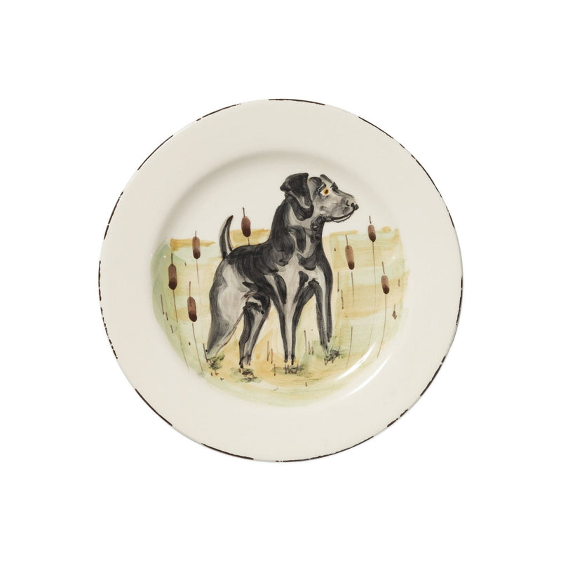 Wildlife Black Hunting Dog Salad Plate by VIETRI